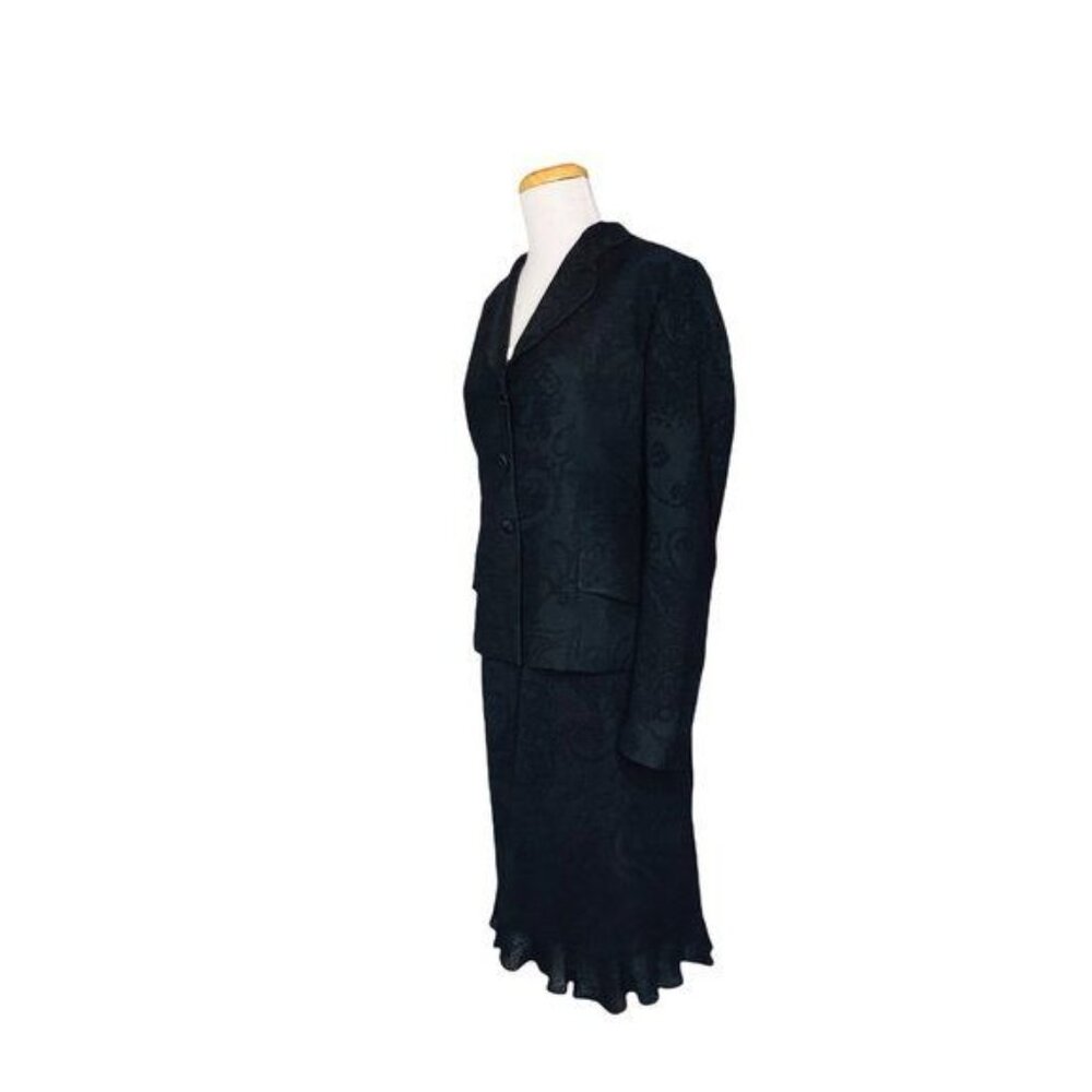 Carlisle Blazer and Skirt Suit Jacquard Black Paisley Vintage Sz 6 Hong Kong - Picture 10 of 14